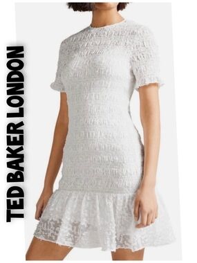 Ted Baker London Tildra Fit White Textured Mini Dreds Soze 0 Rwtail $395.00